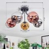 Ripoll Plafondlamp, Kogellampje Chroom, Goud, Koperkleurig, Rookkleurig, 5-lichts