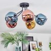 Ripoll Plafondlamp, Kogellampje Blauw, Goud, Koperkleurig, 5-lichts