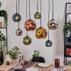Ripoll Hanglamp, Kogellampje, Hanglamp Natuurlijke kleuren, Zwart, 8-lichts