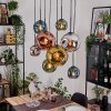 Ripoll Hanglamp, Kogellampje, Hanglamp Natuurlijke kleuren, Zwart, 8-lichts