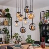 Gastor Hanglamp, Kogellampje, Hanglamp Amber, Chroom, Duidelijk, Rookkleurig, 8-lichts