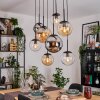 Gastor Hanglamp, Kogellampje, Hanglamp Amber, Chroom, Duidelijk, Rookkleurig, 8-lichts