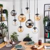 Gastor Hanglamp, Kogellampje, Hanglamp Amber, Chroom, Duidelijk, Rookkleurig, 8-lichts