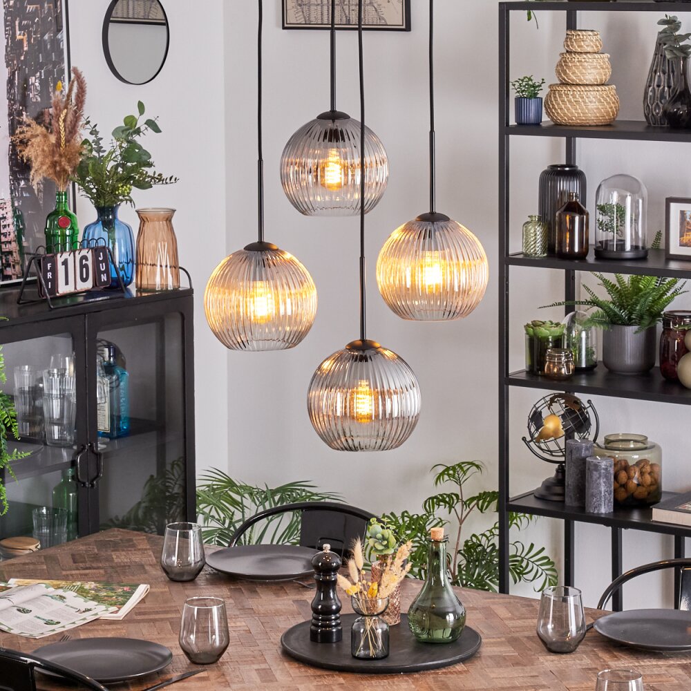 Koyoto Hanglamp, Kogellampje, Cluster hanglamp Amber, Duidelijk, Rookkleurig, 4-lichts main product photo