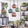 Koyoto Hanglamp, Kogellampje, Cluster hanglamp Blauw, Groen, Koperkleurig, 4-lichts