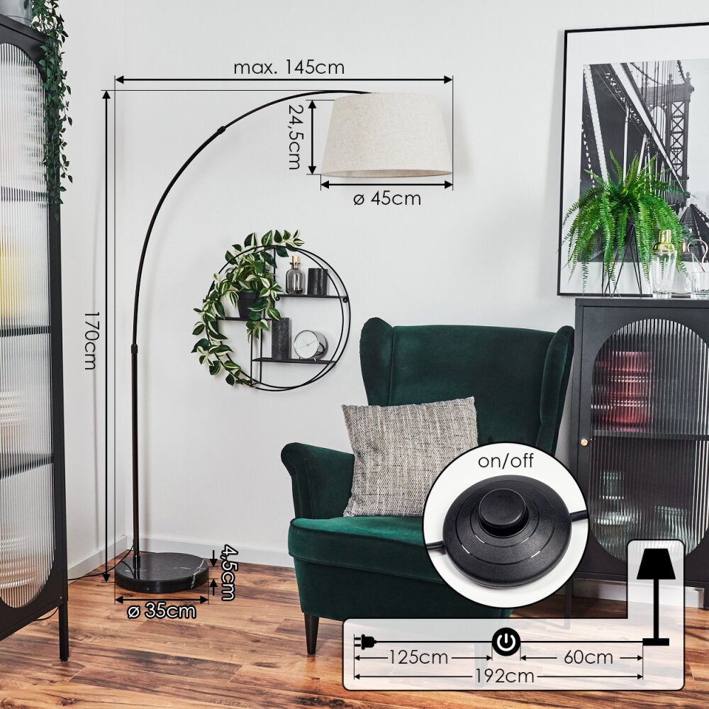 Bassagoda Staande lamp Chroom, Zwart, 1-licht
