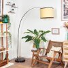 Chellas Staande lamp, Booglampen Chroom, Zwart, 1-licht, Stoffen kap