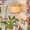 Chellas Staande lamp, Booglampen Chroom, Zwart, 1-licht, Stoffen kap