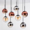 Gastor Hanglamp, Kogellampje, Hanglamp Amber, Chroom, Duidelijk, Koperkleurig, Rookkleurig, 8-lichts
