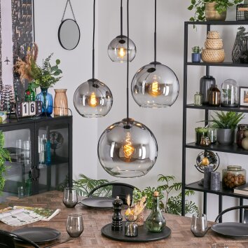 Koyoto Hanglamp, Kogellampje, Cluster hanglamp Duidelijk, Rookkleurig, 4-lichts