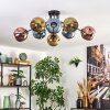 Ripoll Plafondlamp, Kogellampje Blauw, Goud, Koperkleurig, 8-lichts