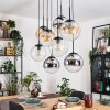 Gastor Hanglamp, Kogellampje, Hanglamp Amber, Chroom, Duidelijk, Rookkleurig, 8-lichts