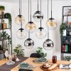 Gastor Hanglamp, Kogellampje, Hanglamp Amber, Chroom, Duidelijk, Rookkleurig, 8-lichts