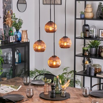 Ripoll Hanglamp, Kogellampje, Cluster hanglamp Koperkleurig, 4-lichts