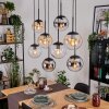 Gastor Hanglamp, Kogellampje, Hanglamp Amber, Chroom, Duidelijk, Rookkleurig, 8-lichts