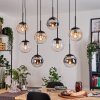 Gastor Hanglamp, Kogellampje, Hanglamp Amber, Chroom, Duidelijk, Rookkleurig, 8-lichts