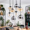 Gastor Hanglamp, Kogellampje, Hanglamp Amber, Chroom, Duidelijk, Rookkleurig, 8-lichts