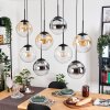 Gastor Hanglamp, Kogellampje, Hanglamp Amber, Chroom, Duidelijk, Rookkleurig, 8-lichts