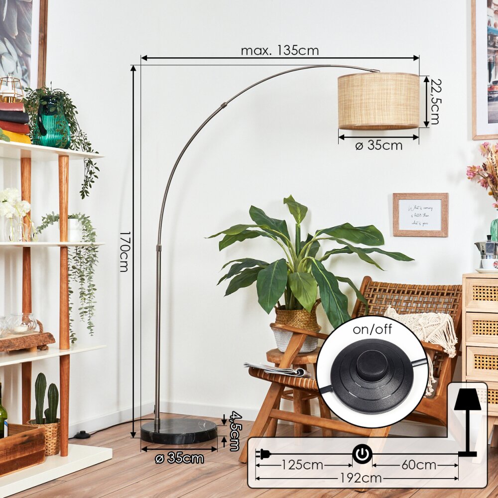 Sabadim Staande lamp Nikkel mat, Zwart, 1-licht