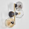 Ripoll Kogellampje, Wandlamp Goud, Zwart, 3-lichts