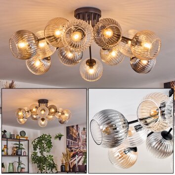 Koyoto Plafondlamp, Kogellampje 89 cm Amber, Duidelijk, Rookkleurig, 12-lichts