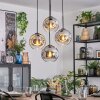 Ripoll Hanglamp, Kogellampje, Cluster hanglamp Chroom, Duidelijk, Rookkleurig, 4-lichts