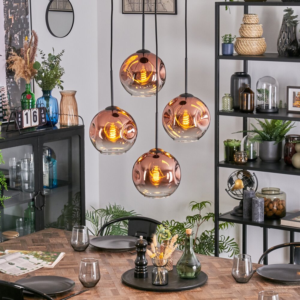 Ripoll Kogellampje, Cluster hanglamp Duidelijk, Koperkleurig, 4-lichts main product photo