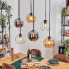 Koyoto Hanglamp, Kogellampje, Hanglamp Amber, Chroom, Duidelijk, Rookkleurig, 6-lichts