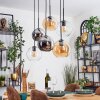 Koyoto Hanglamp, Kogellampje, Hanglamp Amber, Chroom, Duidelijk, Rookkleurig, 6-lichts