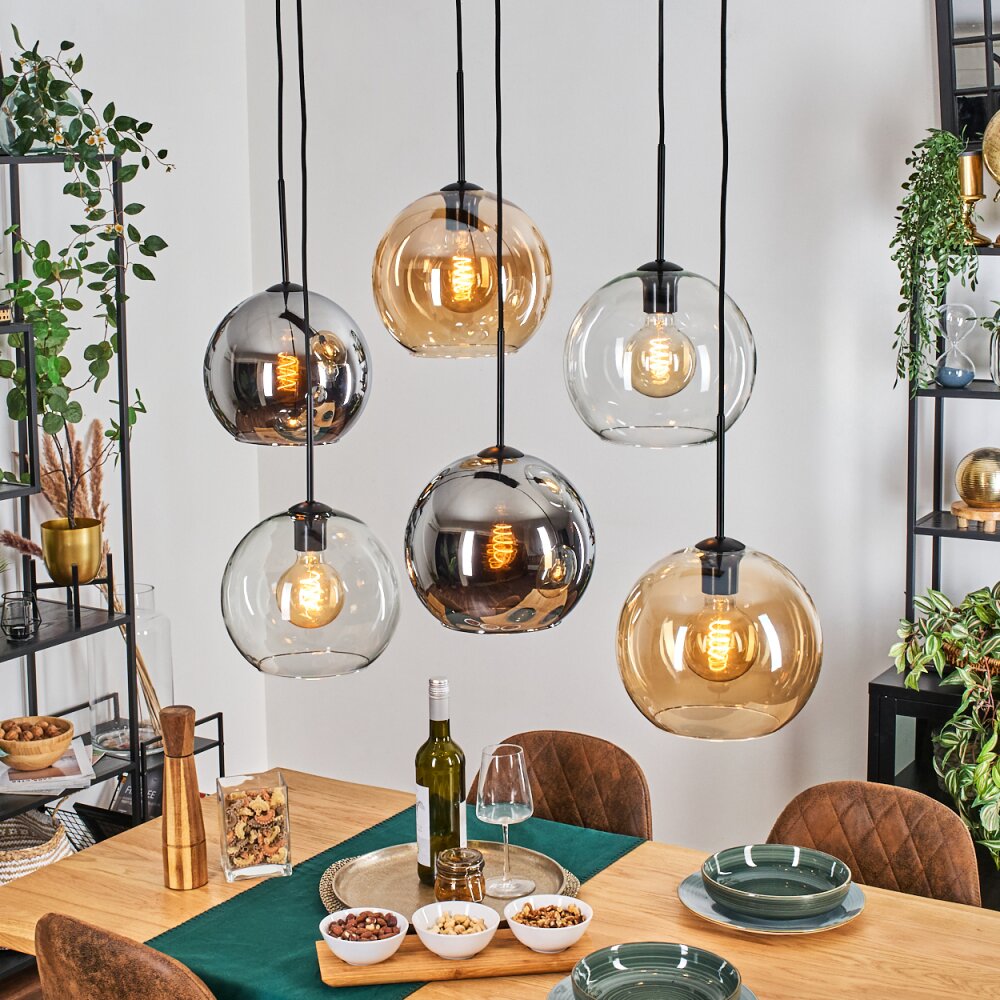 Koyoto Hanglamp, Kogellampje, Hanglamp Amber, Chroom, Duidelijk, Rookkleurig, 6-lichts main product photo