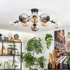 Koyoto Plafondlamp, Kogellampje 85 cm Amber, Chroom, Duidelijk, Rookkleurig, 8-lichts