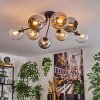 Koyoto Plafondlamp, Kogellampje 85 cm Amber, Chroom, Duidelijk, Rookkleurig, 8-lichts