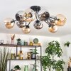 Koyoto Plafondlamp, Kogellampje 81 cm Amber, Chroom, Rookkleurig, 10-lichts