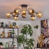 Koyoto Plafondlamp, Kogellampje 81 cm Amber, Chroom, Rookkleurig, 10-lichts