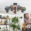 Ripoll Plafondlamp, Kogellampje Blauw, Groen, Koperkleurig, 12-lichts