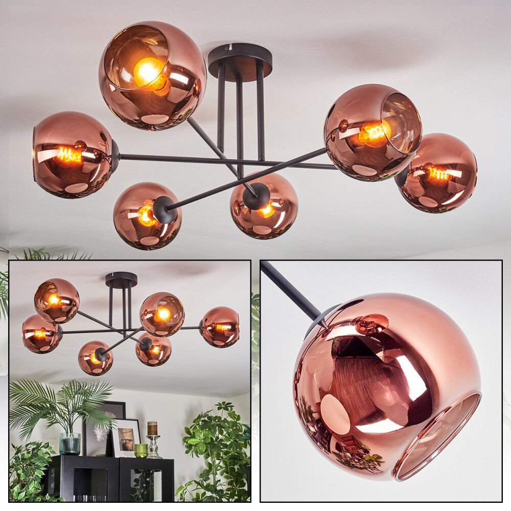 Koyoto Plafondlamp, Kogellampje 72 cm Koperkleurig, 6-lichts main product photo