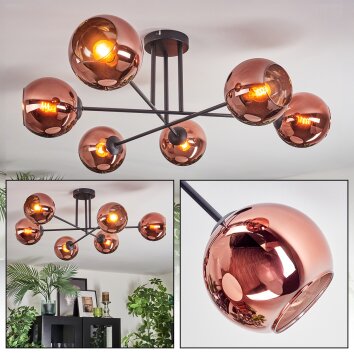 Koyoto Plafondlamp, Kogellampje 72 cm Koperkleurig, 6-lichts