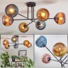 Koyoto Plafondlamp, Kogellampje 80 cm Blauw, Goud, Koperkleurig, 6-lichts