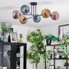Koyoto Plafondlamp, Kogellampje 80 cm Blauw, Goud, Koperkleurig, 6-lichts