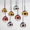 Gastor Hanglamp, Kogellampje, Hanglamp Chroom, Goud, Duidelijk, Koperkleurig, Rookkleurig, 8-lichts