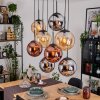 Gastor Hanglamp, Kogellampje, Hanglamp Amber, Chroom, Koperkleurig, Rookkleurig, 8-lichts