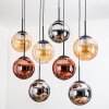 Gastor Hanglamp, Kogellampje, Hanglamp Amber, Chroom, Koperkleurig, Rookkleurig, 8-lichts