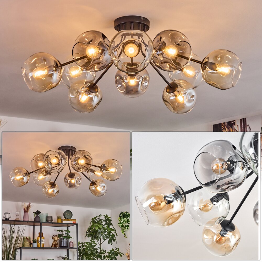 Ripoll Plafondlamp, Kogellampje Amber, Duidelijk, Rookkleurig, 10-lichts main product photo