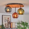Ripoll Plafondlamp, Kogellampje Natuurlijke kleuren, Zwart, 3-lichts