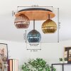 Koyoto Plafondlamp, Kogellampje 40 cm Natuurlijke kleuren, Zwart, 3-lichts