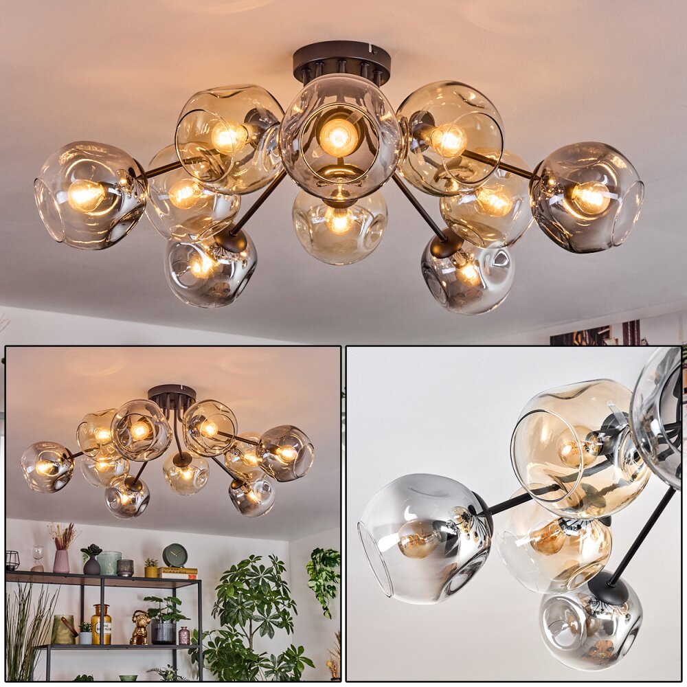 Ripoll Plafondlamp, Kogellampje Amber, Duidelijk, Rookkleurig, 10-lichts main product photo