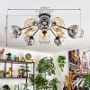 Ripoll Plafondlamp, Kogellampje Amber, Duidelijk, Rookkleurig, 10-lichts