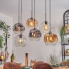 Ripoll Hanglamp, Kogellampje, Hanglamp Amber, Duidelijk, Rookkleurig, 6-lichts