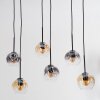 Ripoll Hanglamp, Kogellampje, Hanglamp Amber, Duidelijk, Rookkleurig, 6-lichts