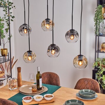 Ripoll Hanglamp, Kogellampje, Hanglamp Amber, Duidelijk, Rookkleurig, 6-lichts